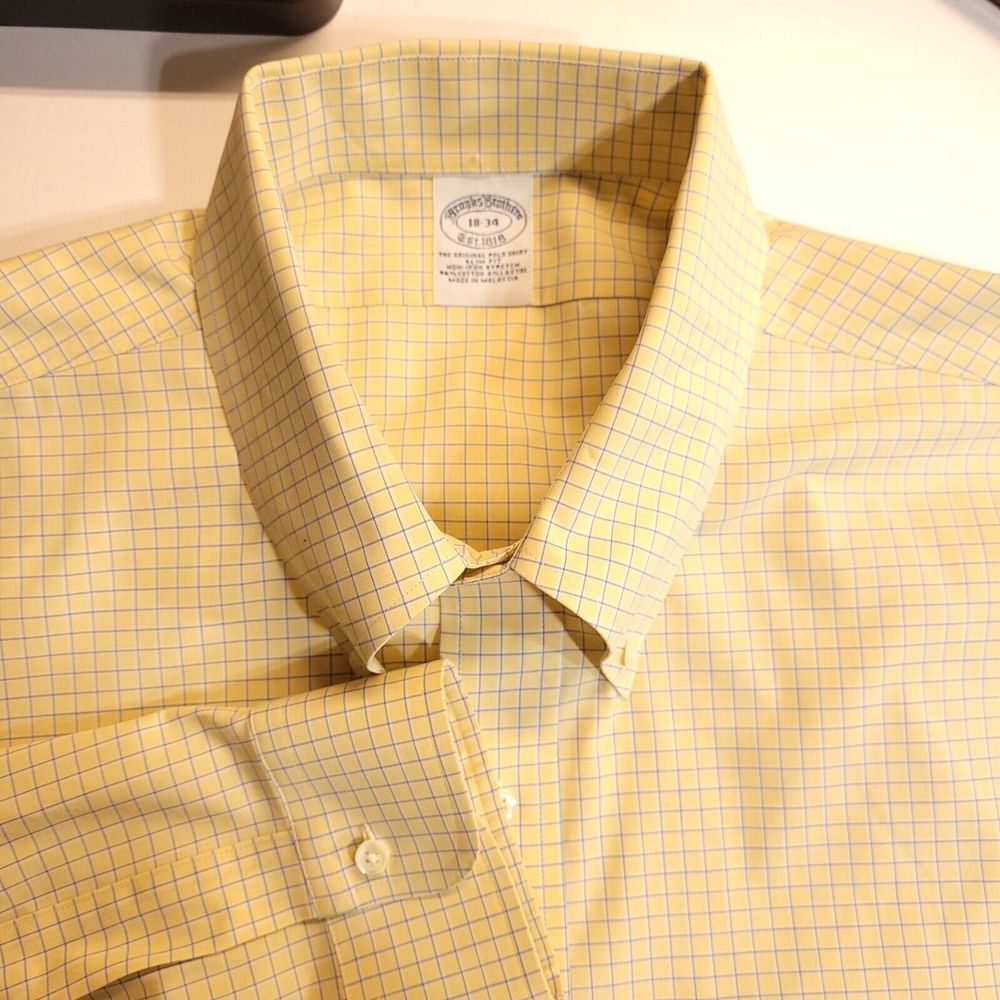 Brooks Brothers Original Polo Slim Fit Button Shirt Mens 18-34 Long Sleeve‎ Gold